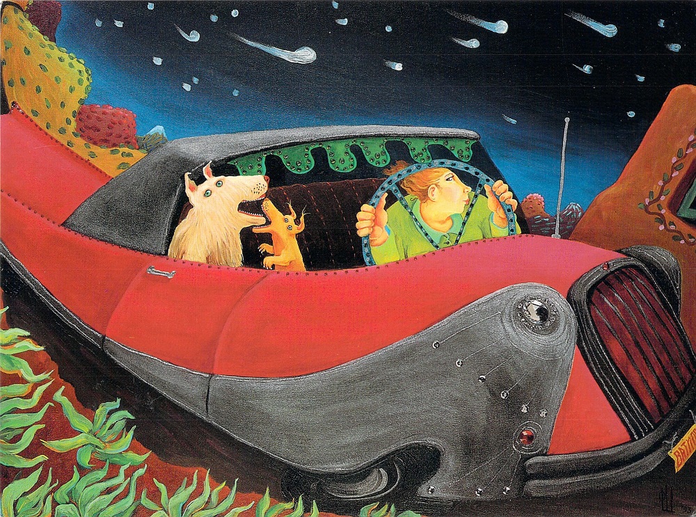 Me and my dogs in my car in the middle of the night - 1994